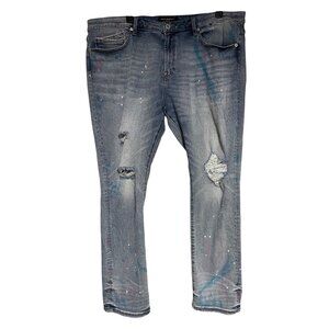 Cult Of Individuality Rocker Slim Straight Leg Jeans Mens 44x33 Distressed Denim
